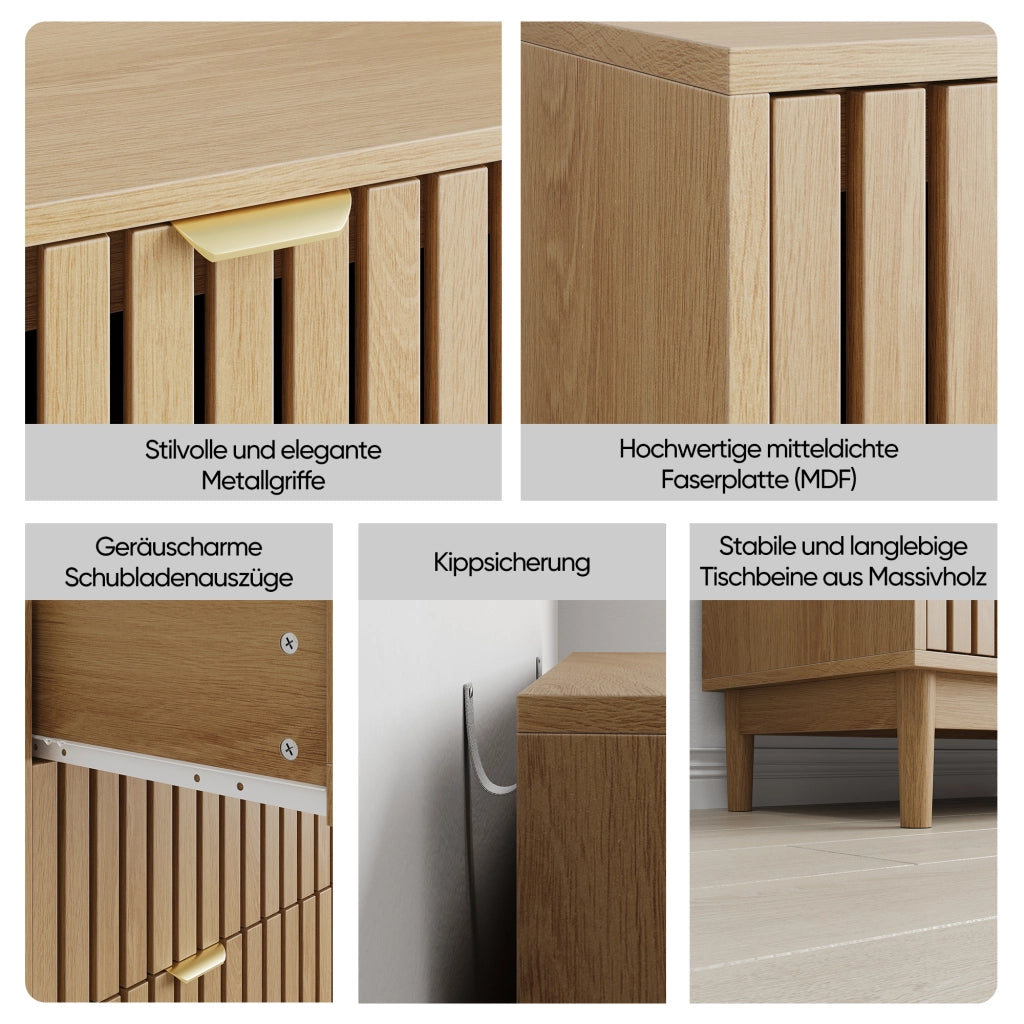 CASSETTIERA 3 Cassetti 80x39x80 cm Rovere Stile medievale