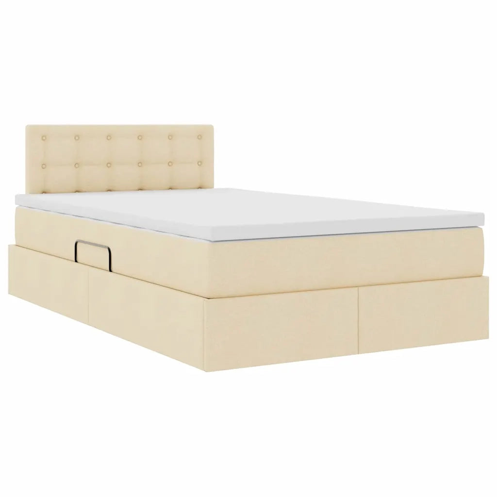 Letto con contenitore e materasso Crema 120 x 190 cm