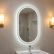Specchio Bagno con Luce 80 x 50 cm, Specchio Ovale da Parete in Vetro Temperato IP44 con 3 Colori Dimmerabile, Antiappannamento, Memoria, Orizzontale/Verticale (80 x 50 cm, Modello 2)
