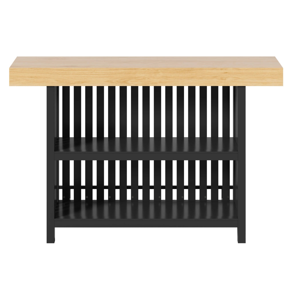 Tavolo da bar 160x40x105 cm con poggiapiedi e 2 ripiani in MDF nero