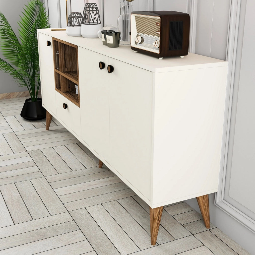 Credenza in legno "Napoli" - 180 x 35 x 81 cm - Crema