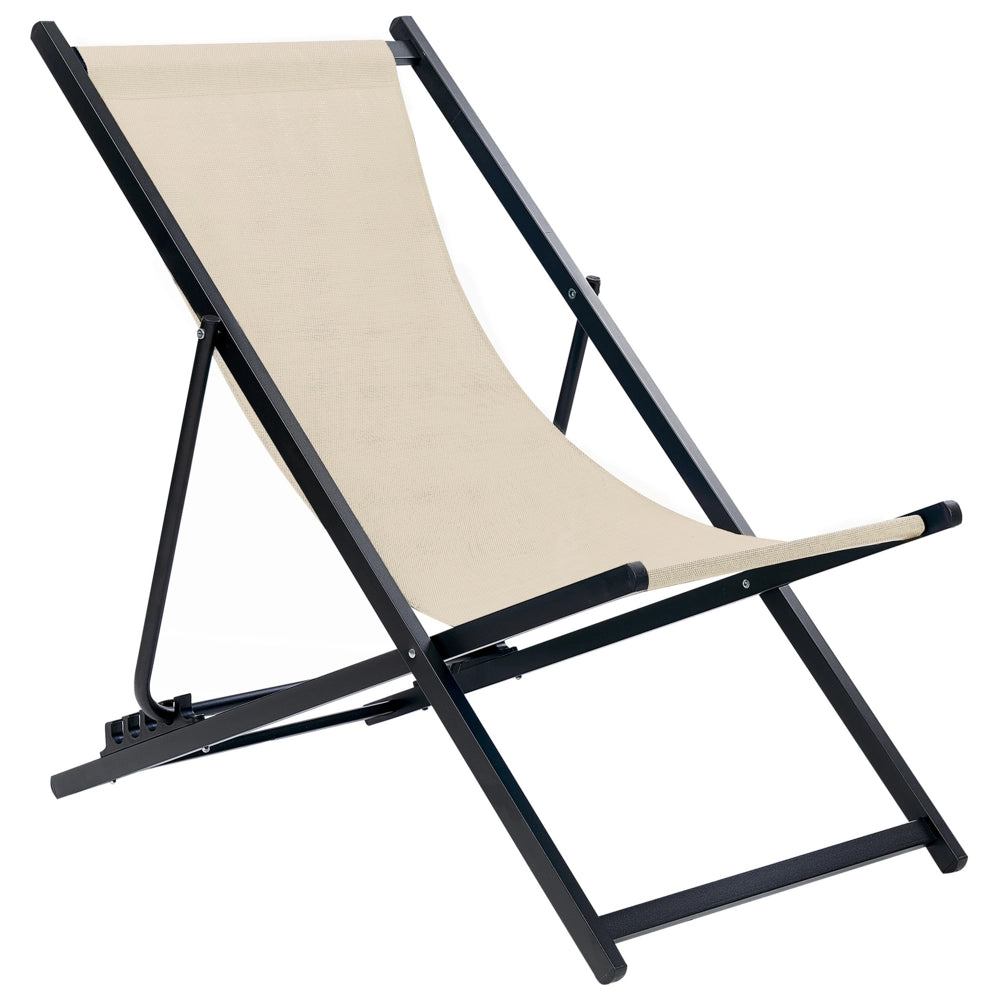 Sedia a sdraio pieghevole e reclinabile per esterno beige piscina terrazzo giardino