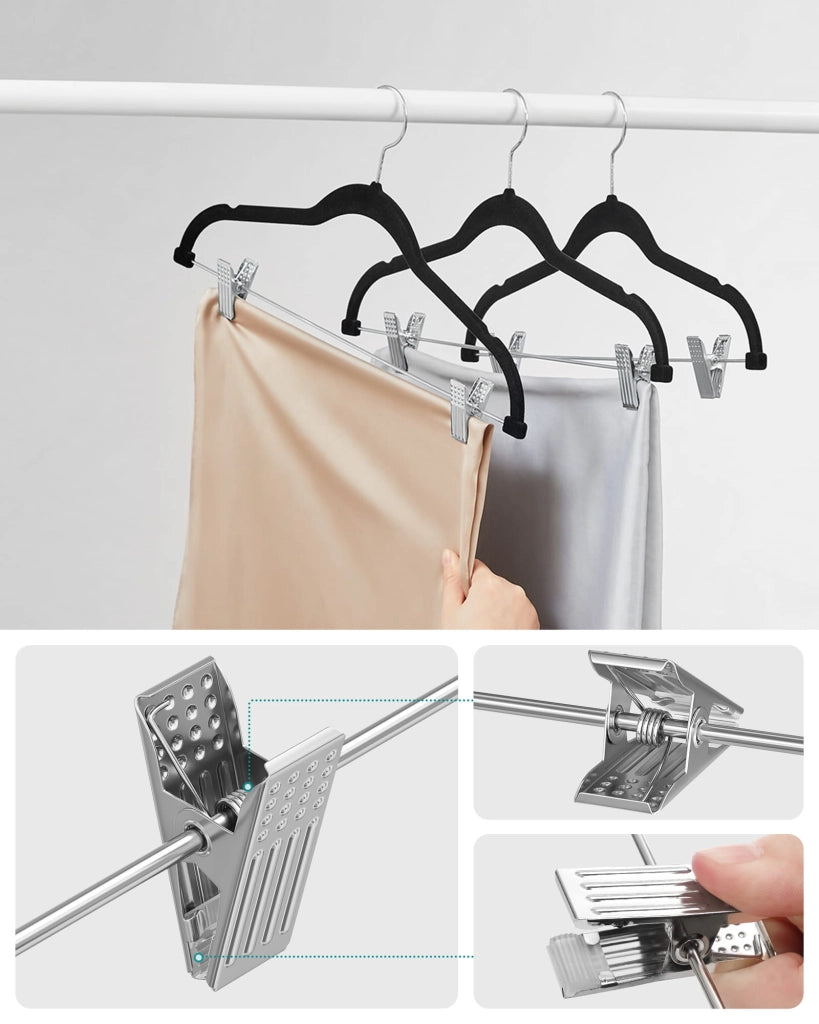 Grucce VALORA in velluto nero con clip per organizzare i vestiti - CRF12B x12
