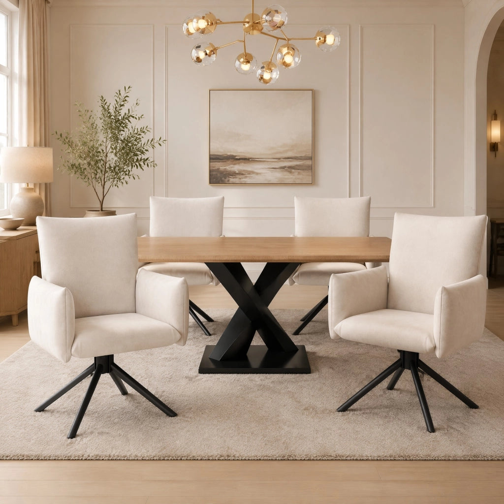 SEDIE Girevoli Set da 4 pezzi Velluto Beige