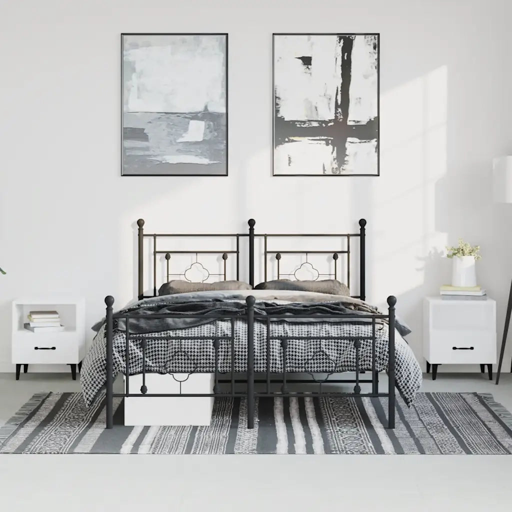 Giroletto con Testiera e Pediera Metallo Nero 193x203 cm cod mxl 109925