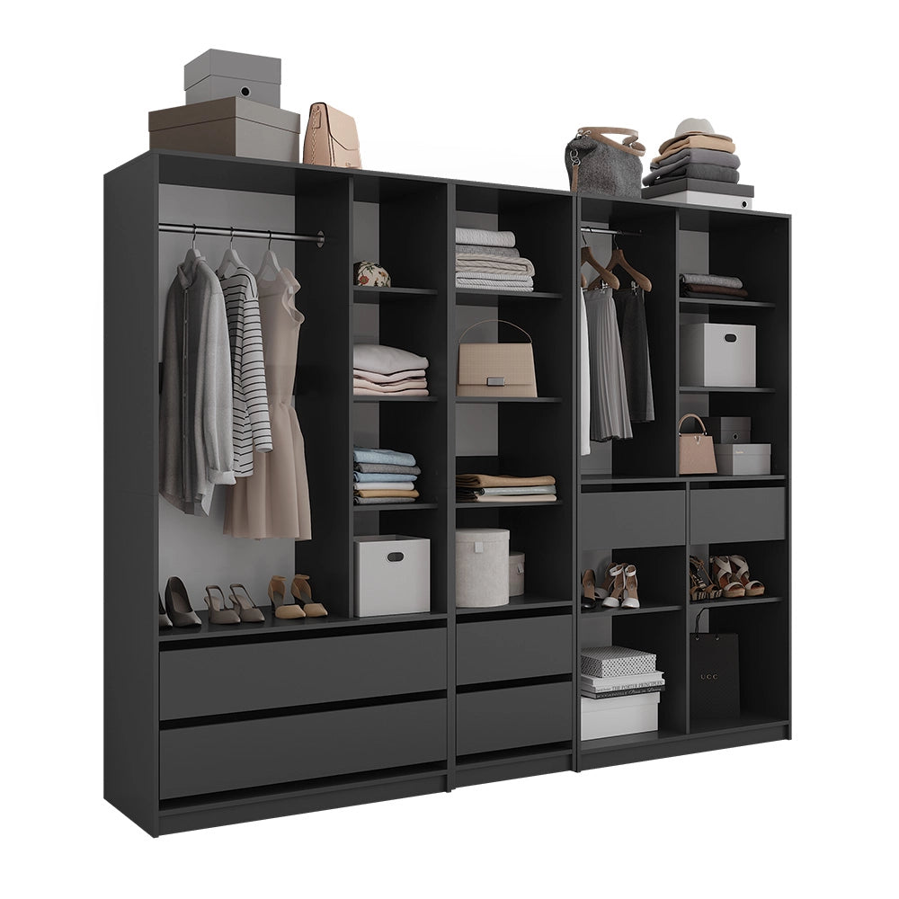 Armadio Elmo Antracite 100 x 200 cm 3 parti Vicco