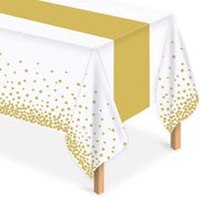 Tavolo coperto, 4 pezzi, impermeabile, per tende da birra, tovaglia rettangolare per feste, Natale, matrimoni, 137 x 274 cm, oro.
