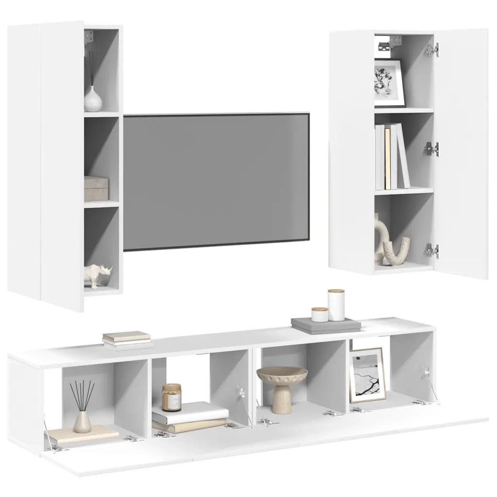 Set Mobili Porta TV 4 pz Bianco in Legno Multistrato 3078666