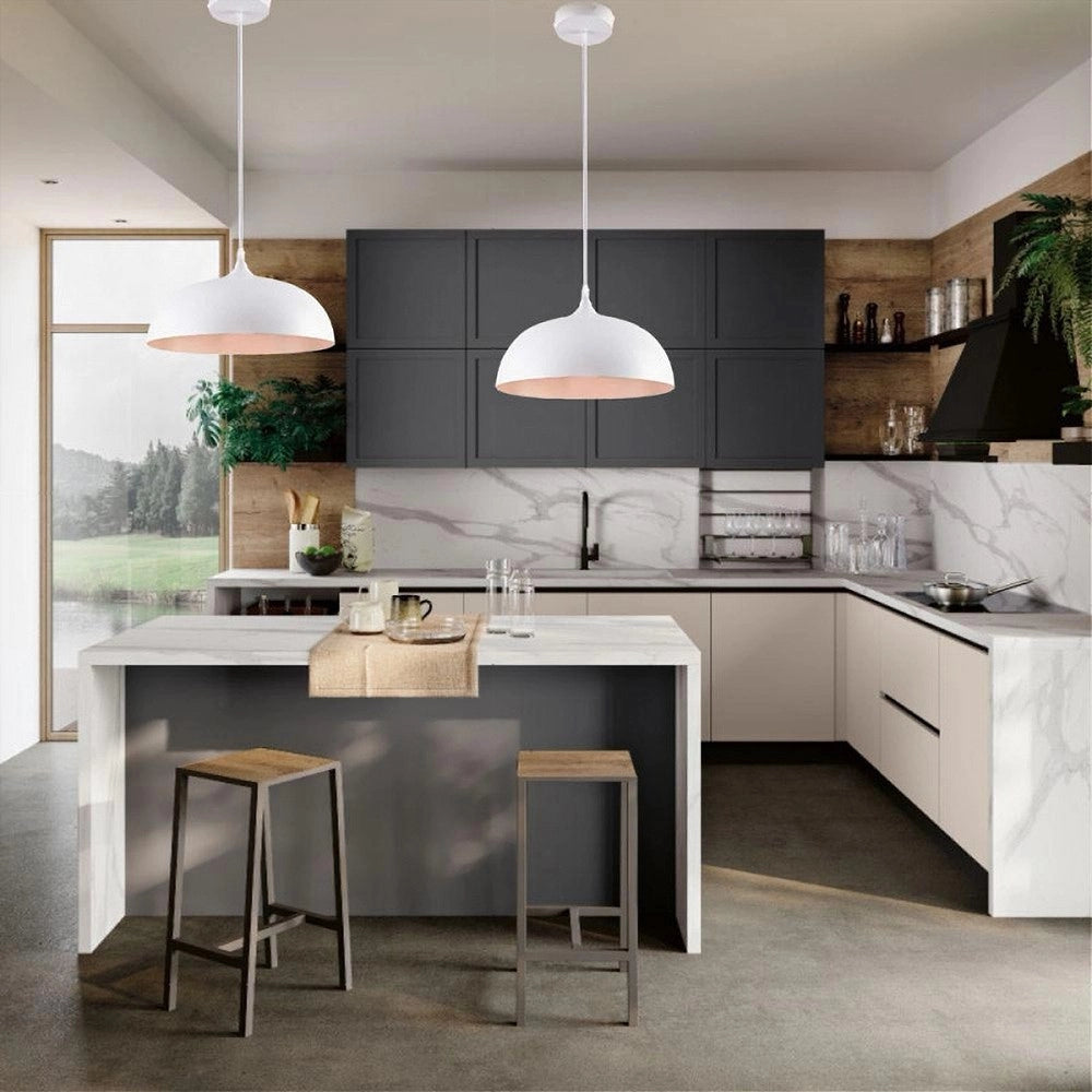 Trade Shop - Lampadario A Sospensione Stile Contemporaneo In Metallo Pendente A Cupola E27 B91 -