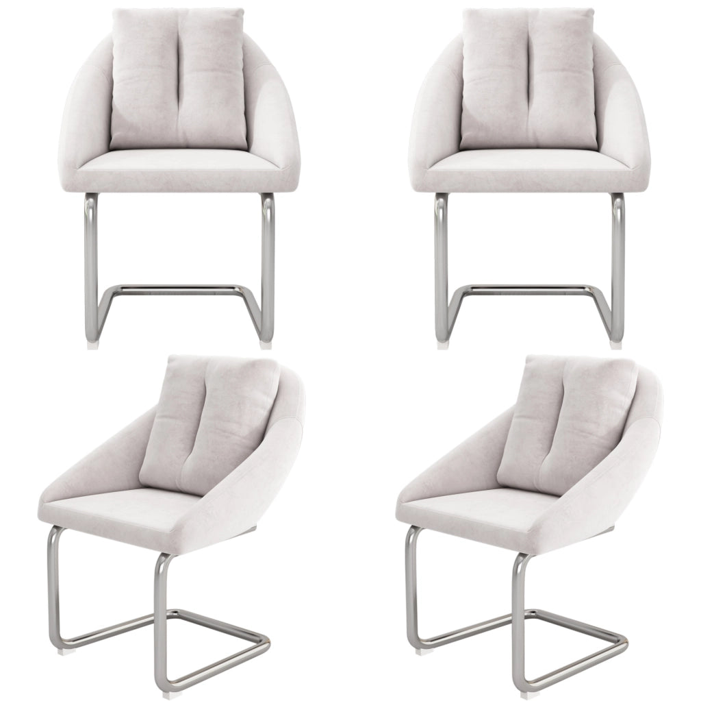 Set di 4 sedie ergonomiche in velluto con struttura in metallo beige