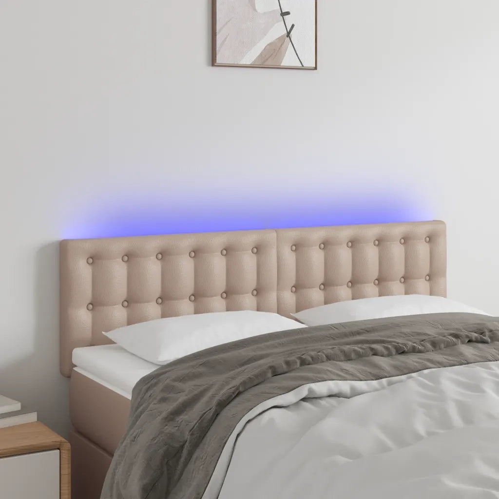Testiera | Testata Cappuccino a LED 144x5x78/88 cm in Similpelle