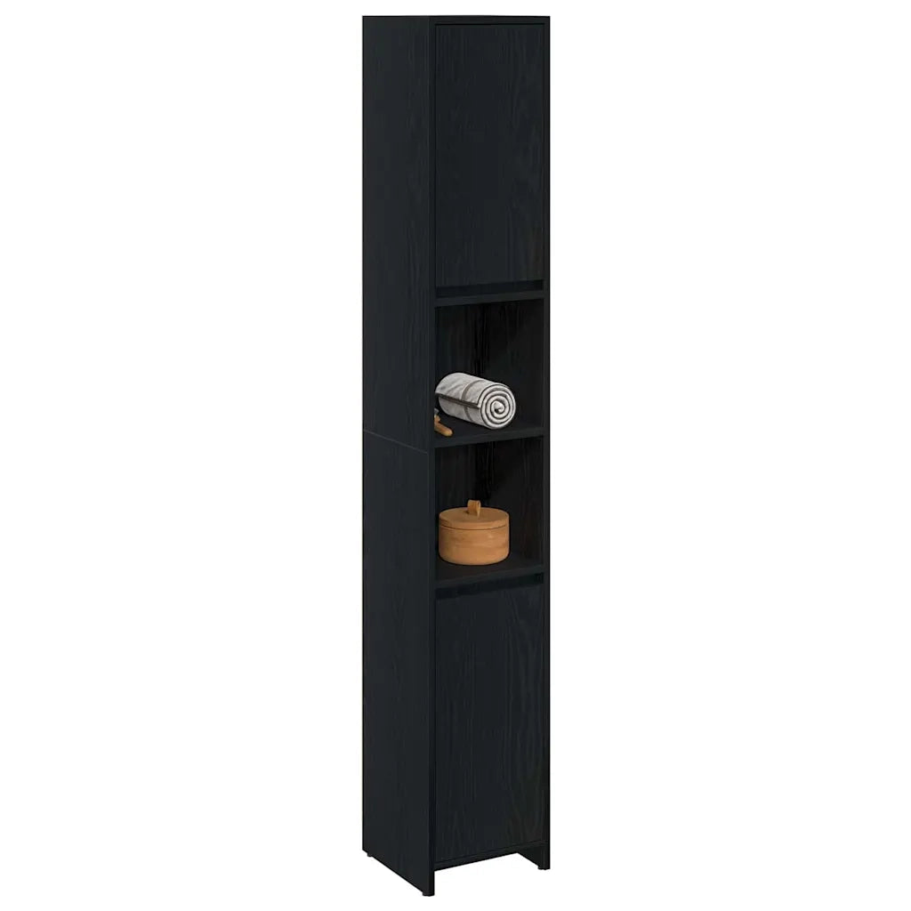 Mobile da Bagno con porta Rovere Nero 30 x 30 x 183,5 cm 862505