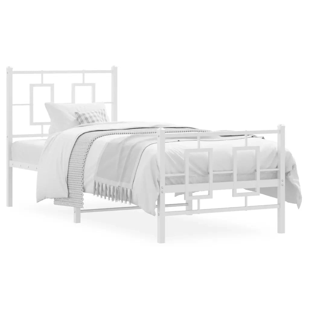 Giroletto con Testiera e Pediera-Struttura Letto Metallo Bianco 75x190 cm 655174