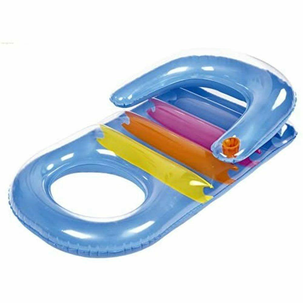 Trade Shop - Poltrona Materassino Gonfiabile Multicolor Mare Piscina Con Porta Bibita 150x86cm -