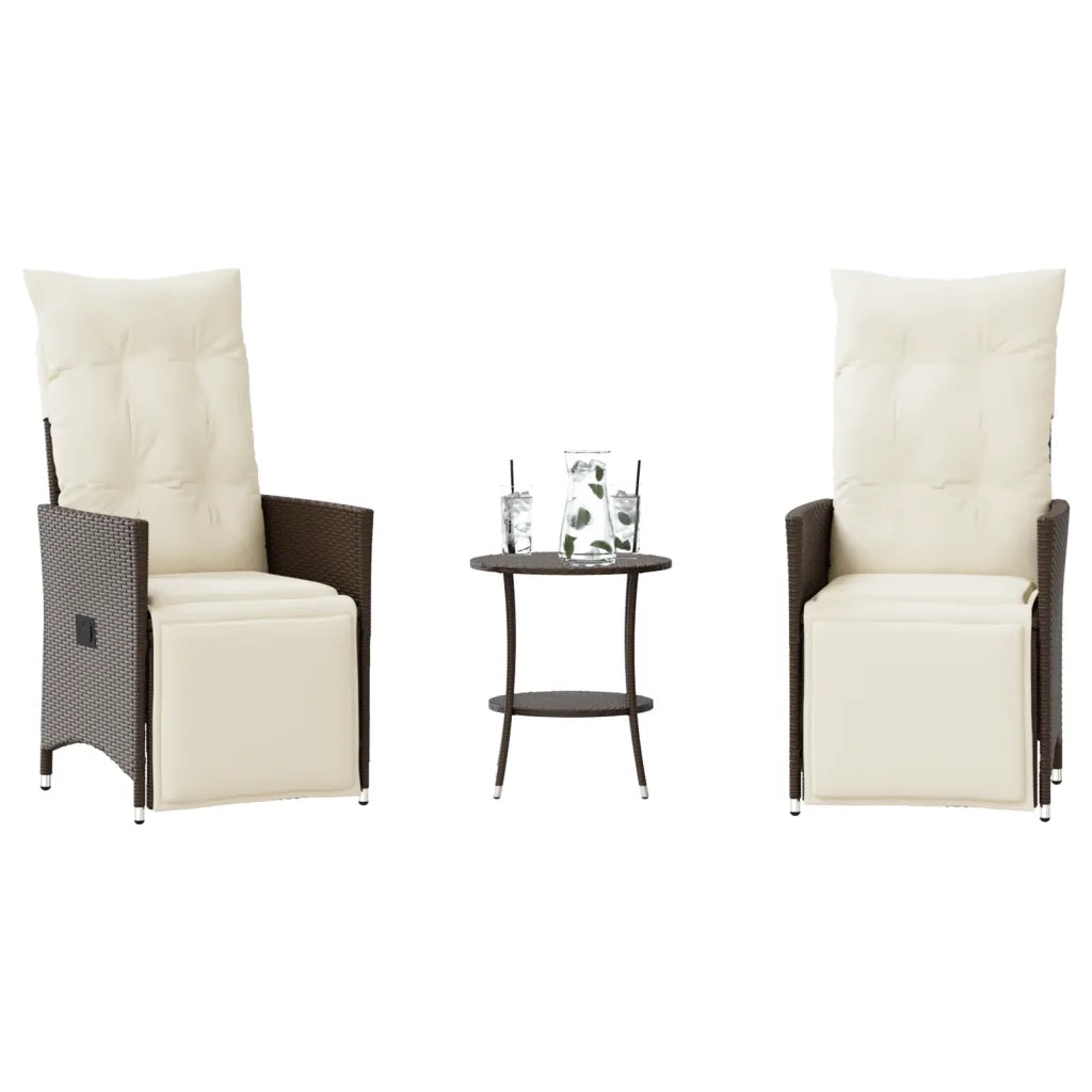 Set Bistrò 3 pz con Cuscini Marrone in Polyrattan 365674