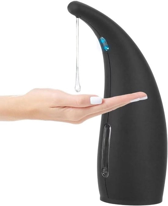 Dispensatore di sapone automatico senza contatto per superfici da bagno e cucina con sensore infrarosso e impermeabilità IPX6. Adatto per l'uso in bagno e cucina - Nero.