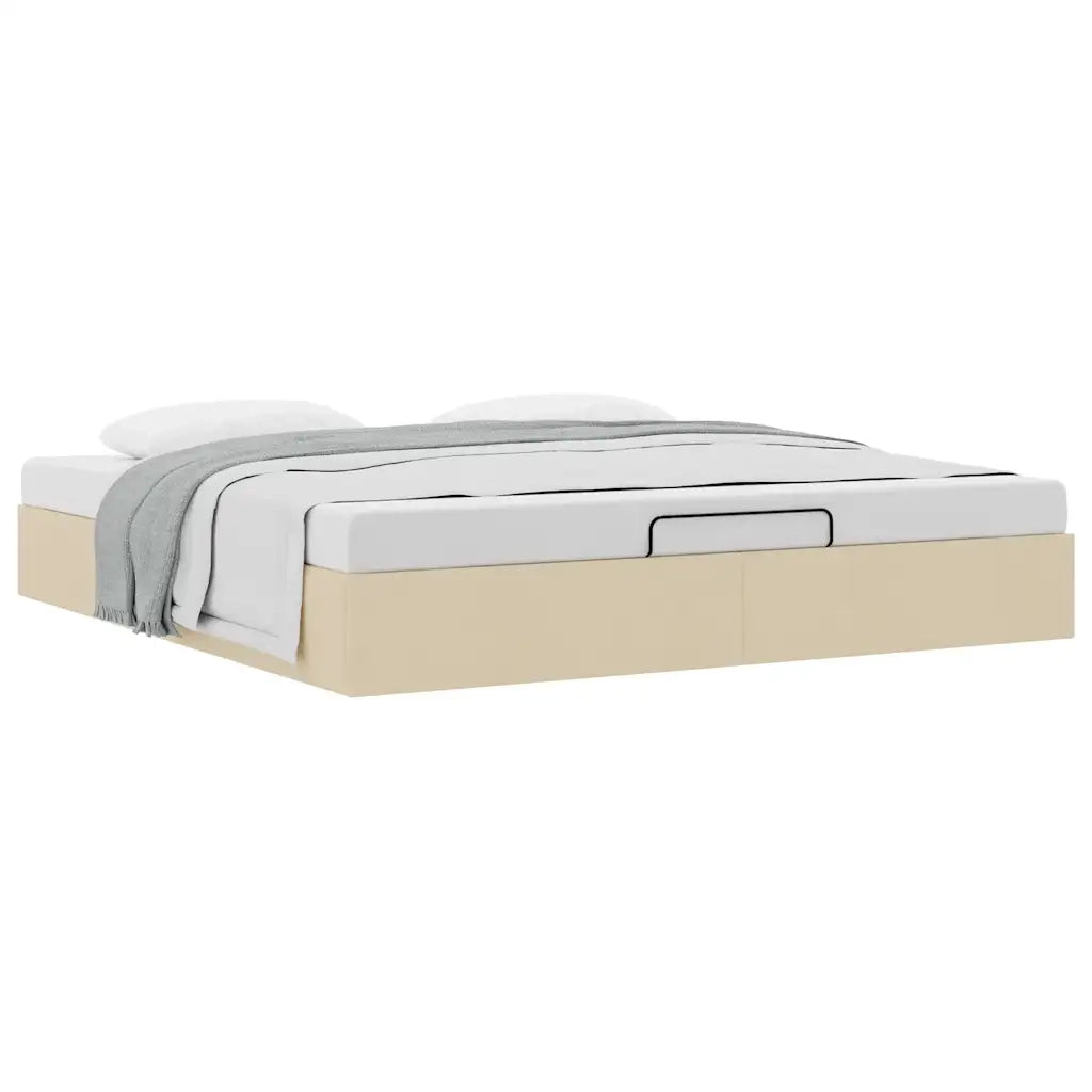 Struttura Letto Pouf senza Materasso Crema 200x200cm in Tessuto