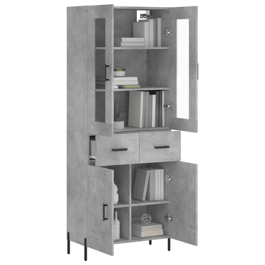 Credenza Grigio Cemento 69,5x34x180 cm in Legno Multistrato 3198541