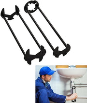 2 pezzi - chiave per lavandino - Chiave multifunzionale per la doccia - Attrezzo per tubi - Attrezzo universale per idraulica - Nero - Adatto per cucina e bagno - Attrezzo sanitario per installazione/rimozione di rubinetti/viti