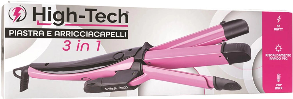 HIGH-TECH PIASTRA E ARRICCIACAPELLI 3IN1 63W TEMPERATURA MAX 210 °C IN COLORAZIONE ASSORTITA