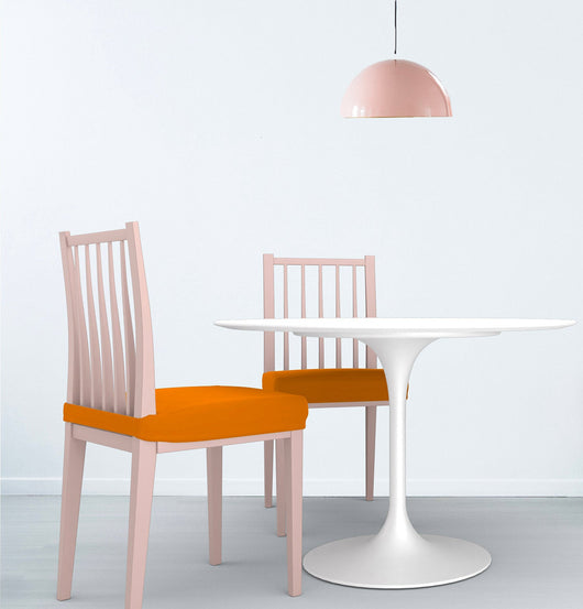 Set 2 Coprisedie Elasticizzati in Poliestere Arancio