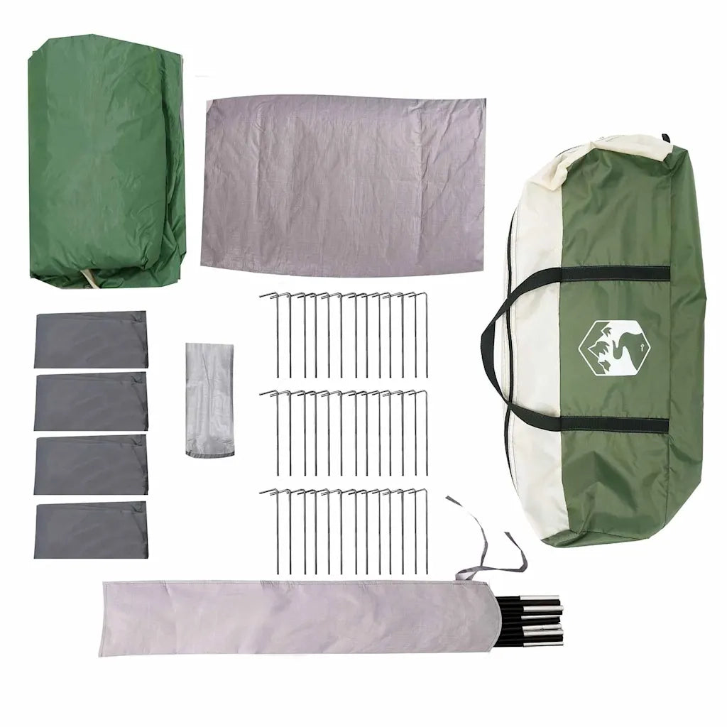 Tenda per Famiglia 20 Persone Verde e Bianco 745 x 700 x 217 cm