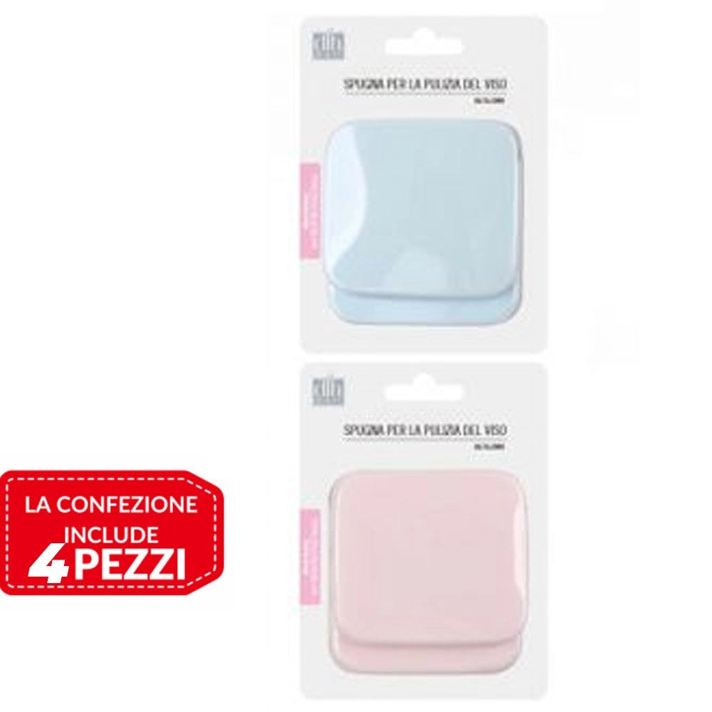 Trade Shop - 4pz Spugne Detergenti Per Pulizia Viso Make Up Dischetti Struccanti Rettangolari -
