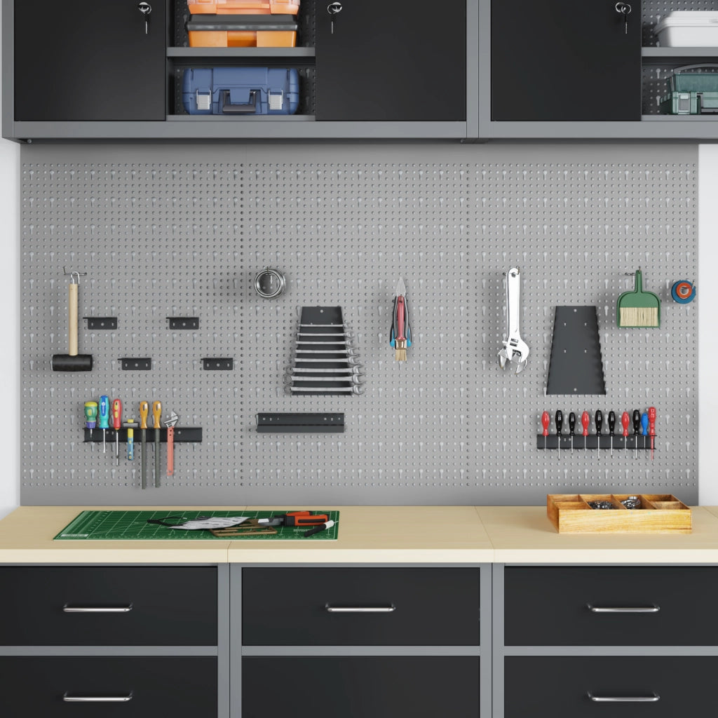 Pannelli Appesi 3 pz con 15 Accessori Grigio 50x80 cm Acciaio