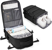 Borsa a vuoto per bagaglio a mano Ryanair 40x20x25 Borsa a mano per viaggiatori con tasca per scarpe impermeabile Borsa a vuoto con sacchetto a vuoto e pompa manuale, nera