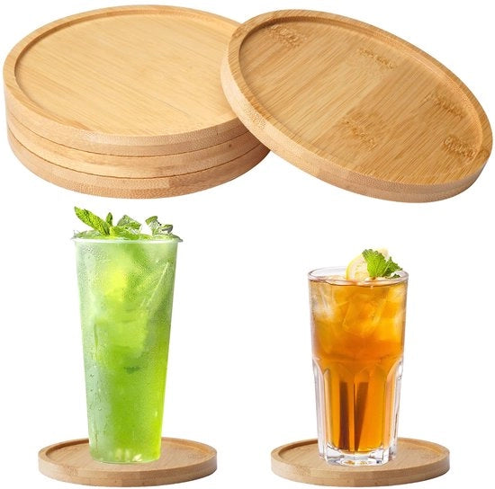 Pacchetto di 4 piedini in legno rotondi, piedini in legno a forma di L 12 cm, piedini in bambù, piedini in vetro, piedini in legno per tazze e bicchieri, bar, tazze, piedini per tavolo in vetro, piedini per tazze