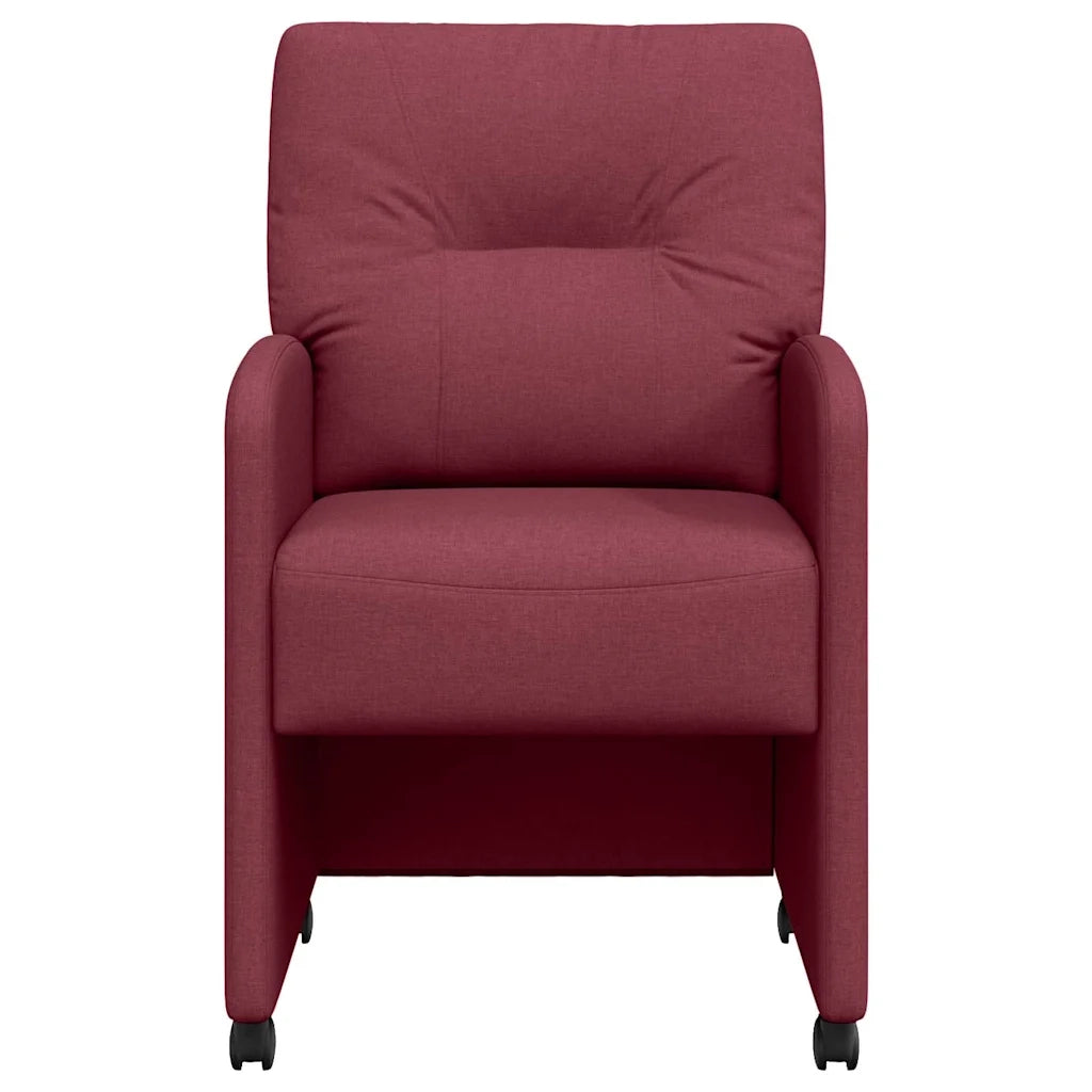 Sedie da Pranzo con Ruote 2 pcs Rosso vino 57 x 67 x 95 cm