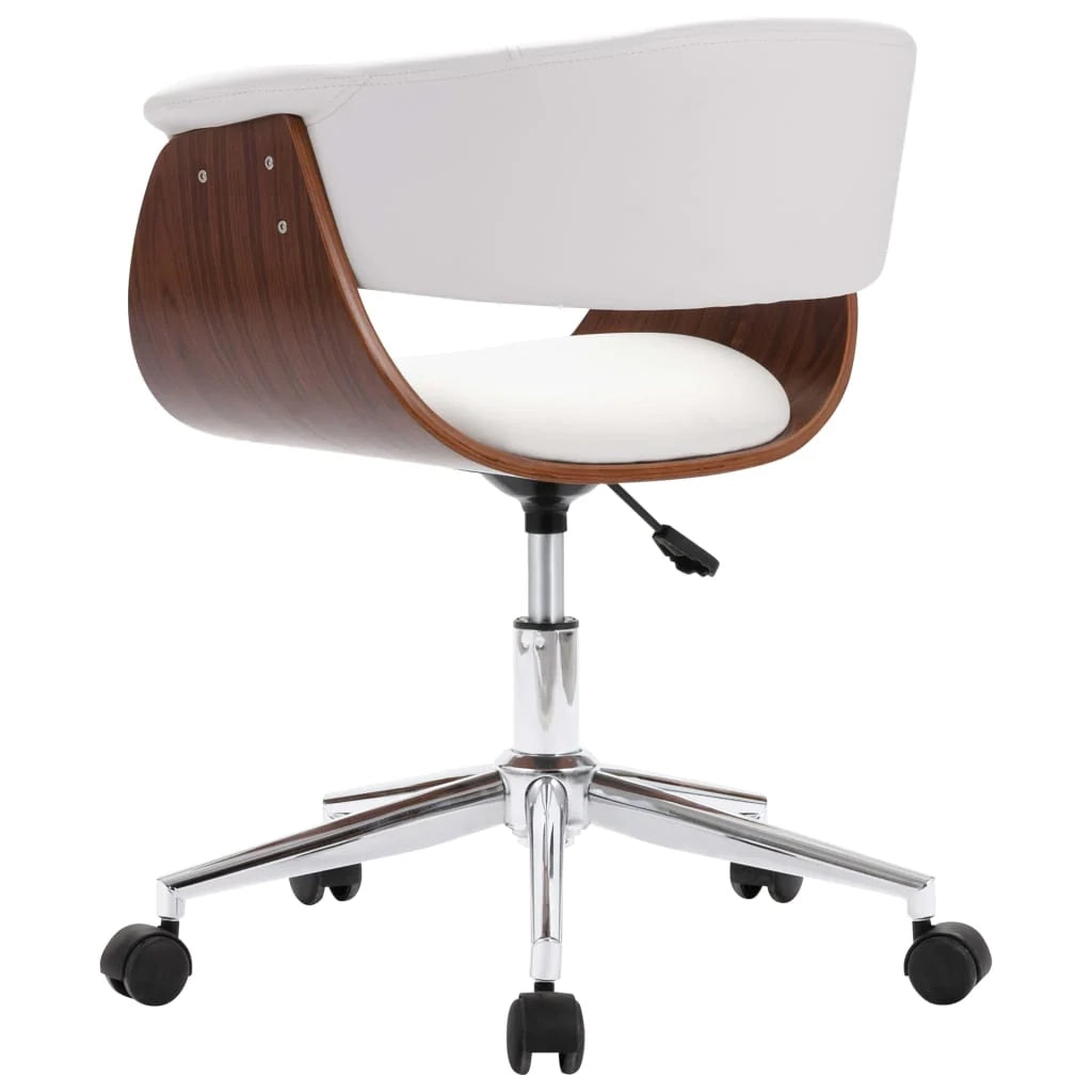 Sedia girevole da ufficio/studio in legno curvato e similpelle nera 02_0024084