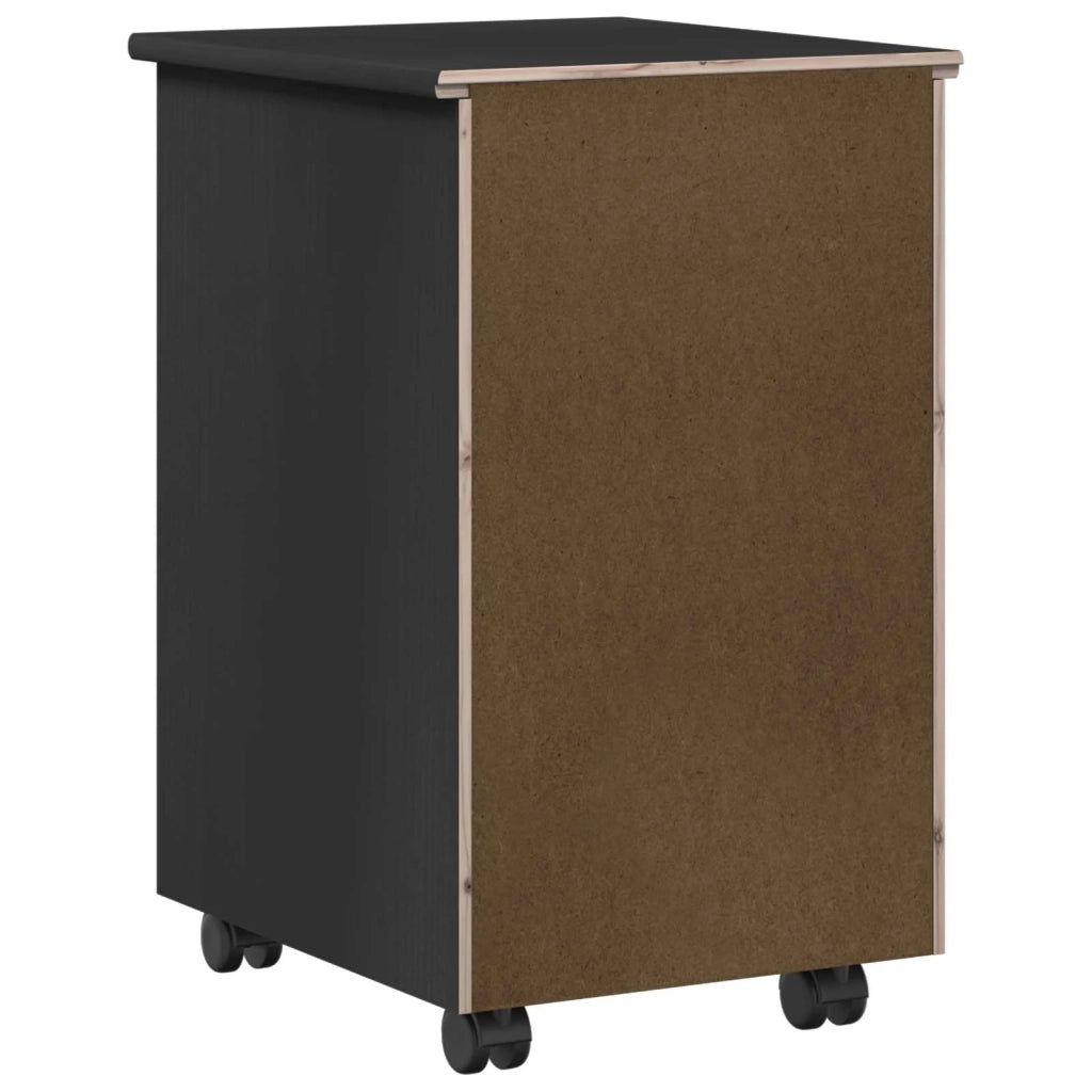 Mobile con Ruote Nero 34 x 39 x 56 cm Legno di pino massiccio 42028343