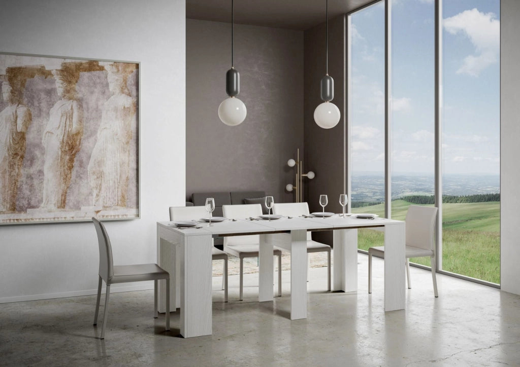 Consolle Allungabile 90-302x42x77 cm in Nobilitato Bianco
