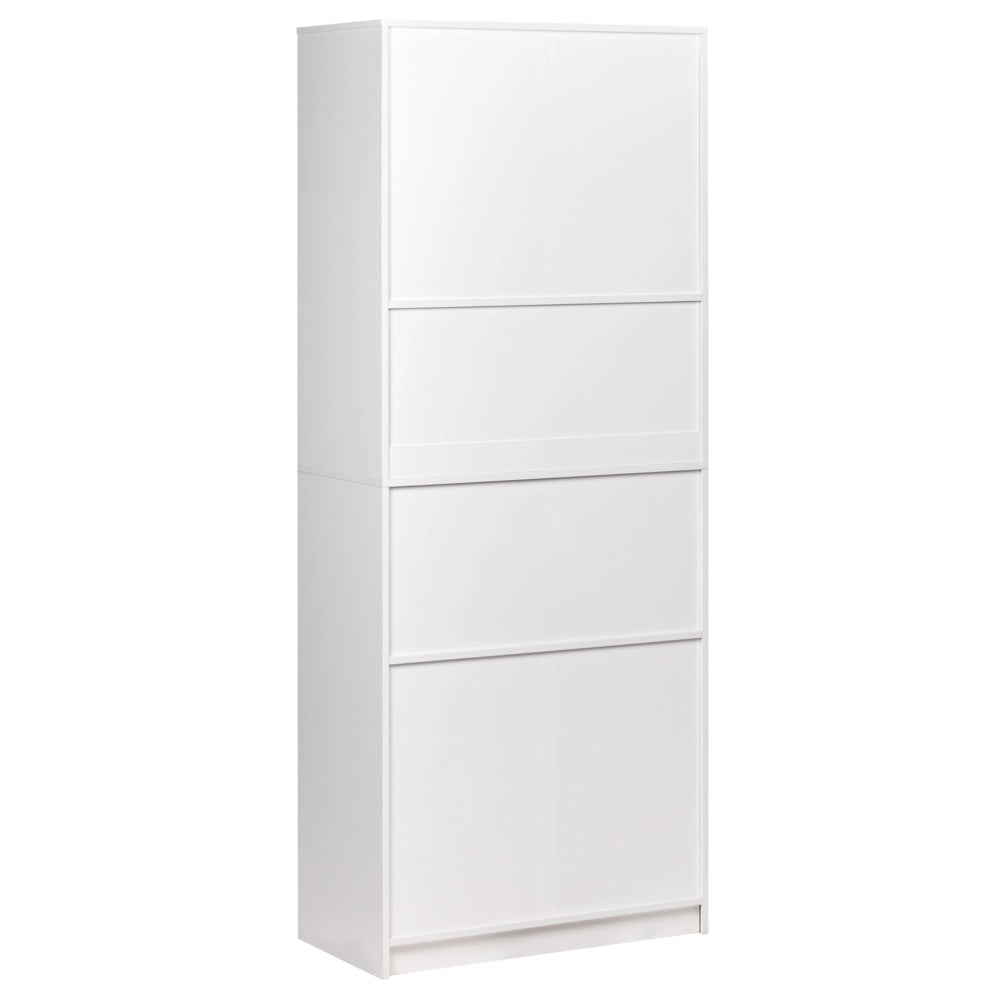 Libreria a 4 ante in truciolare grigio e bianco Mobili da ufficio minimalisti Ripiani aperti e chiusi