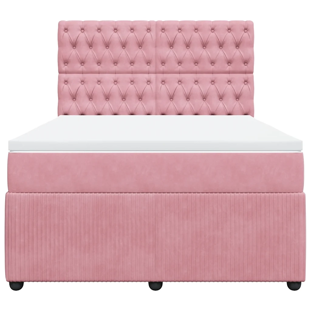 Giroletto a Molle con Materasso Rosa 140x200 cm in Velluto