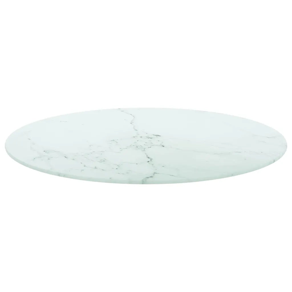 Piano per Tavolo Bianco Ã˜70x0,8 cm in Vetro Aspetto Marmo  cod mxl 78380