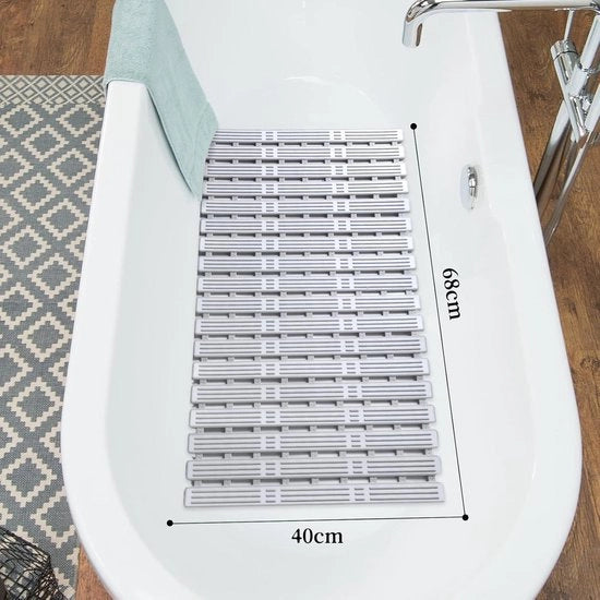 Mat anti-slip in silicone con ganci per bagno e doccia