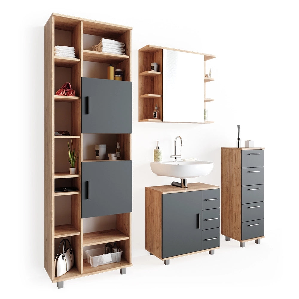 Vicco Set mobili bagno Rovere 4 parti