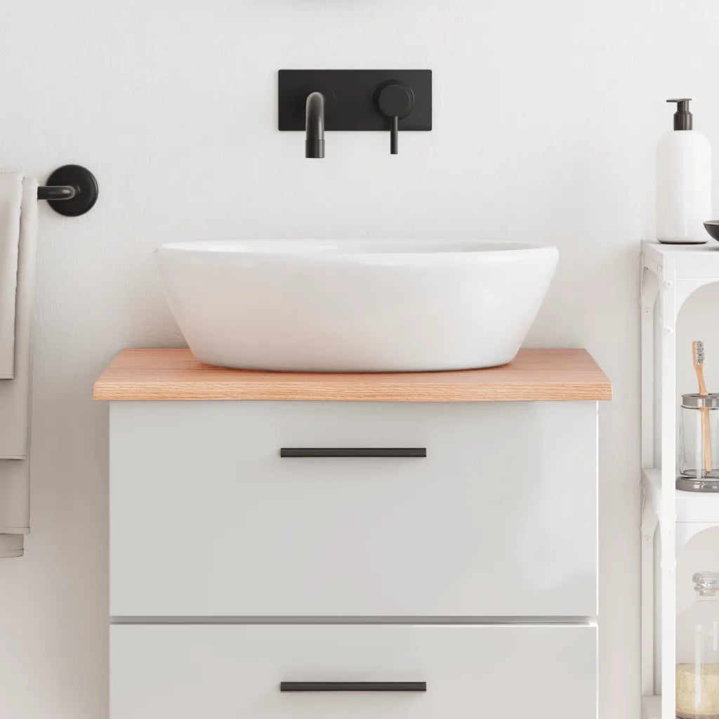 Piano Bagno Marrone Chiaro 60x50x2 cm Legno Massello Trattato CFW5697474