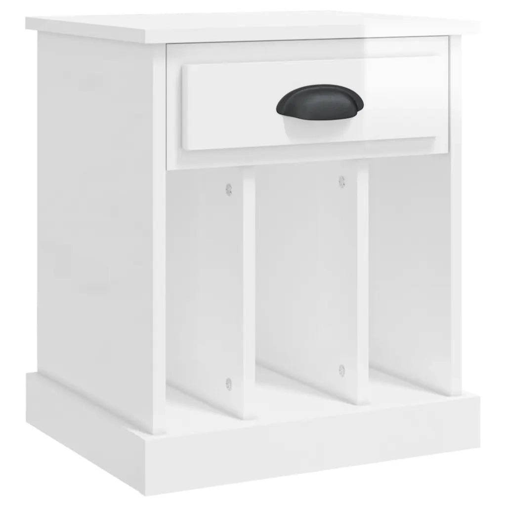 Comodino-Tavolino da notte Bianco Lucido 43x36x50 cm
