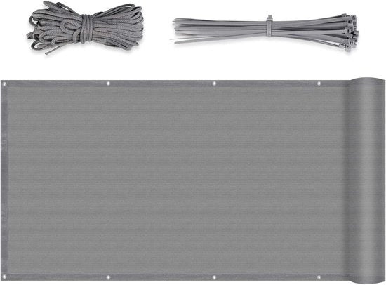 Schermo balcone protezione vista trasparente HDPE 220 g/m² resistente alla luce 75 x 600 cm grigio chiaro