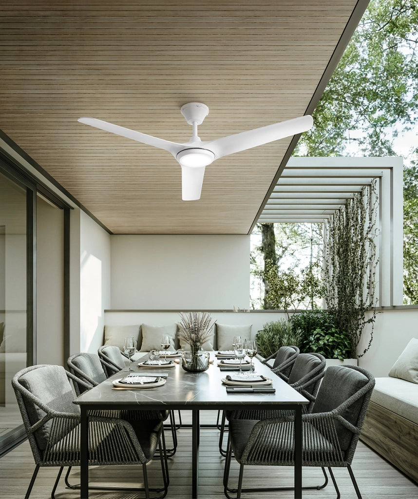 Ventilatore da Soffitto con luce Perenz 7194 B CT Bianco - Ø 142 cm, 3 Pale, 9 Velocità, Motore DC 25W, Silenzioso
