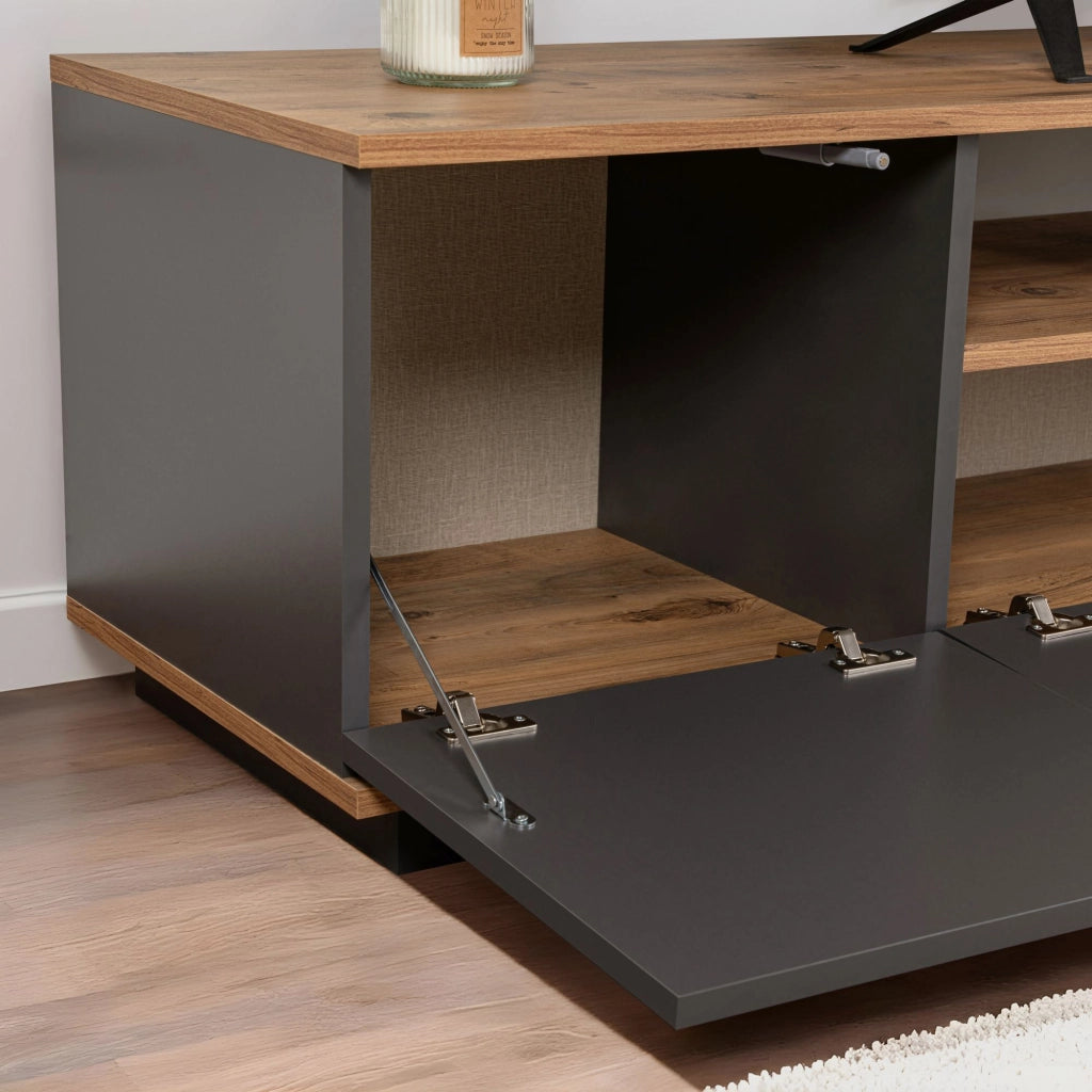 Porta TV in legno "Veramont" - 180 x 44 x 44 cm - Grigio antracite
