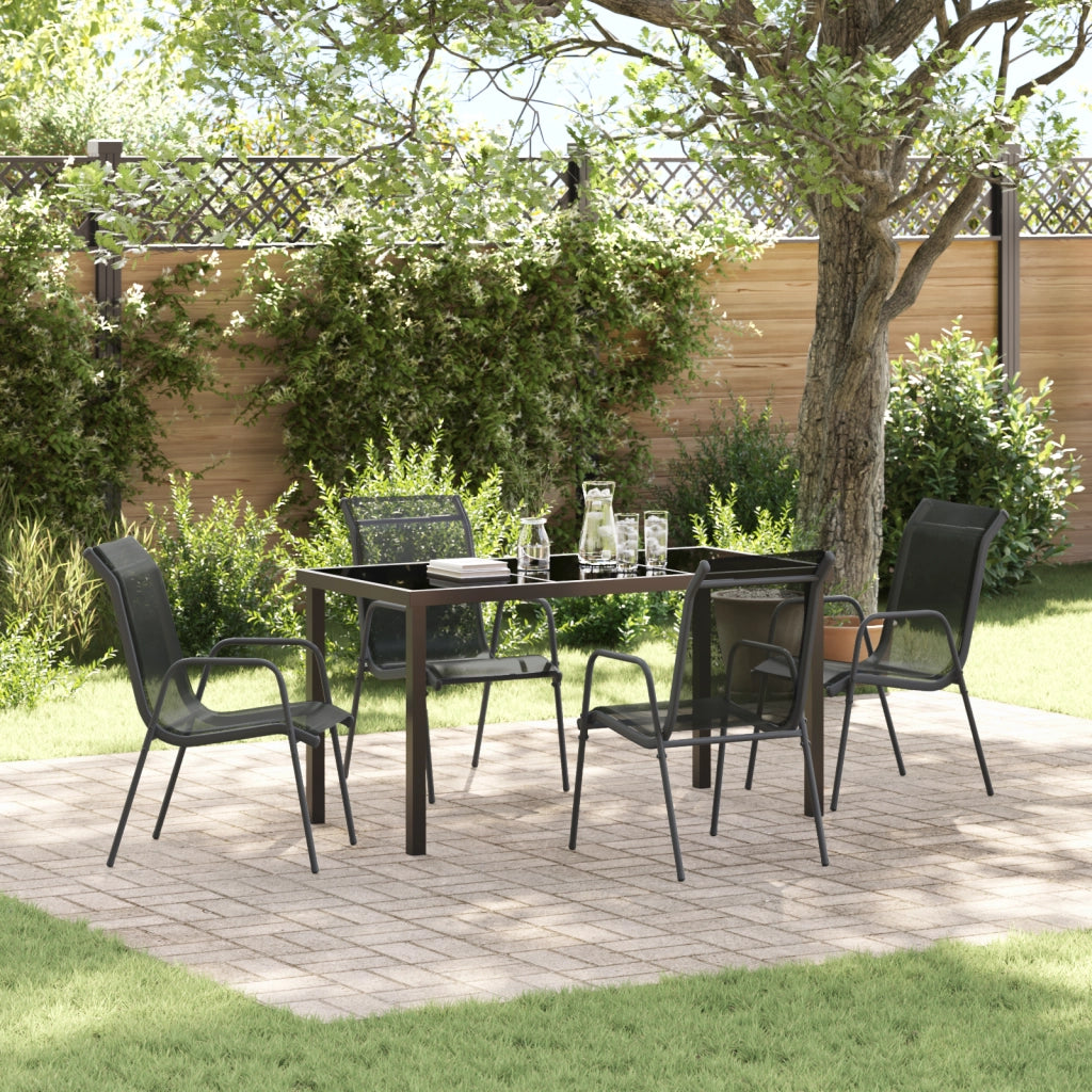 Set di Mobili da Giardino 5 Pezzi nero Textilene e Acciaio