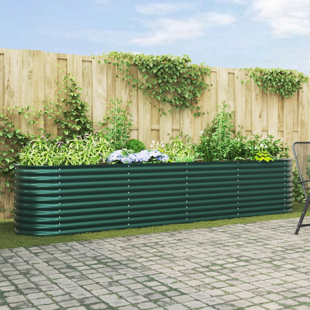 Letto da Giardino Rialzato Verde 400x80x81 cm in Acciaio Zincato