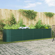 Letto da Giardino Rialzato Verde 400x80x81 cm in Acciaio Zincato