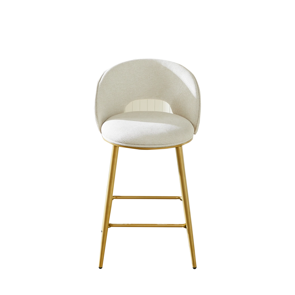 Sgabello da Bar con Schienale e Imbottitura ¨C MINIMAL ¨C Metallo Dorato, Set 2 Pezzi