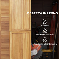 Casetta da Giardino in Legno 1.8x2m con Porta Doppia Finestra e Base Inclusa Colore Legno