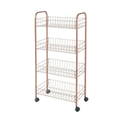 Carrello con ruote e 4 ripiani in acciaio con Polytherm rame Ascona